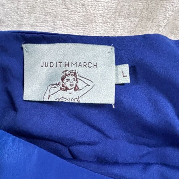 Judith March Blouse Womens Large Blue Embroidered Boho Long Sleeve Polyester - Picture 7 of 10